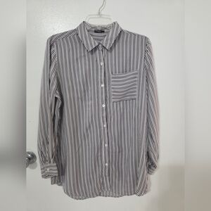 J.McLaughlin Striped Button Up Women's Blouse Long Sleeve Size L